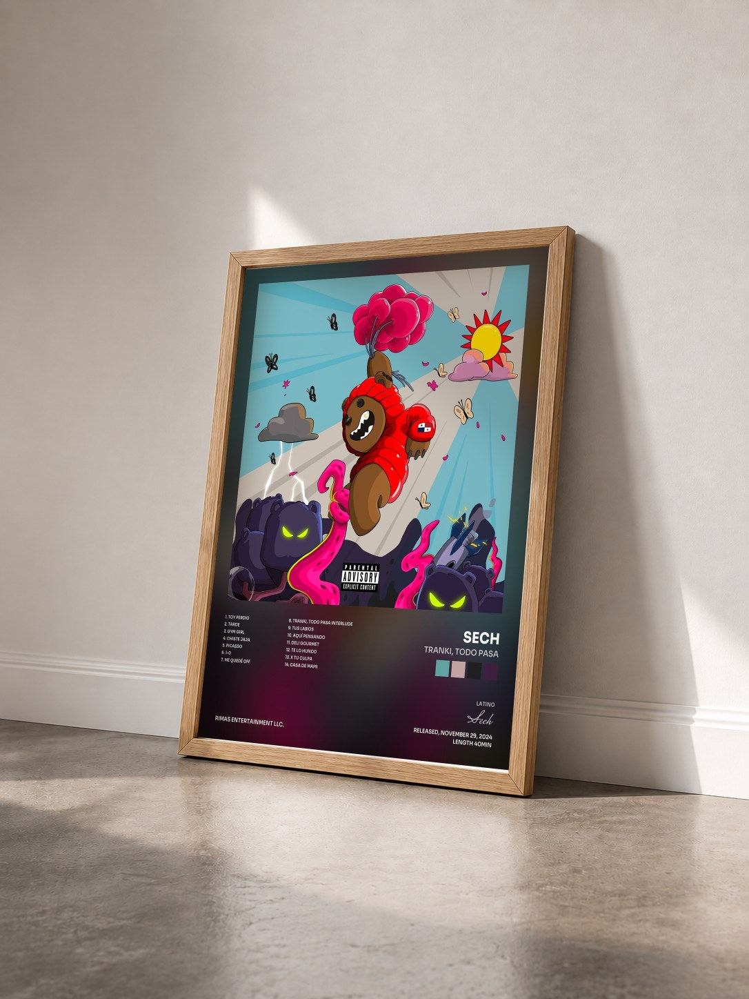 #bois Tableau de l'album Tranki, Todo Pasa de Sech vu de trois quarts, cadre en bois brut