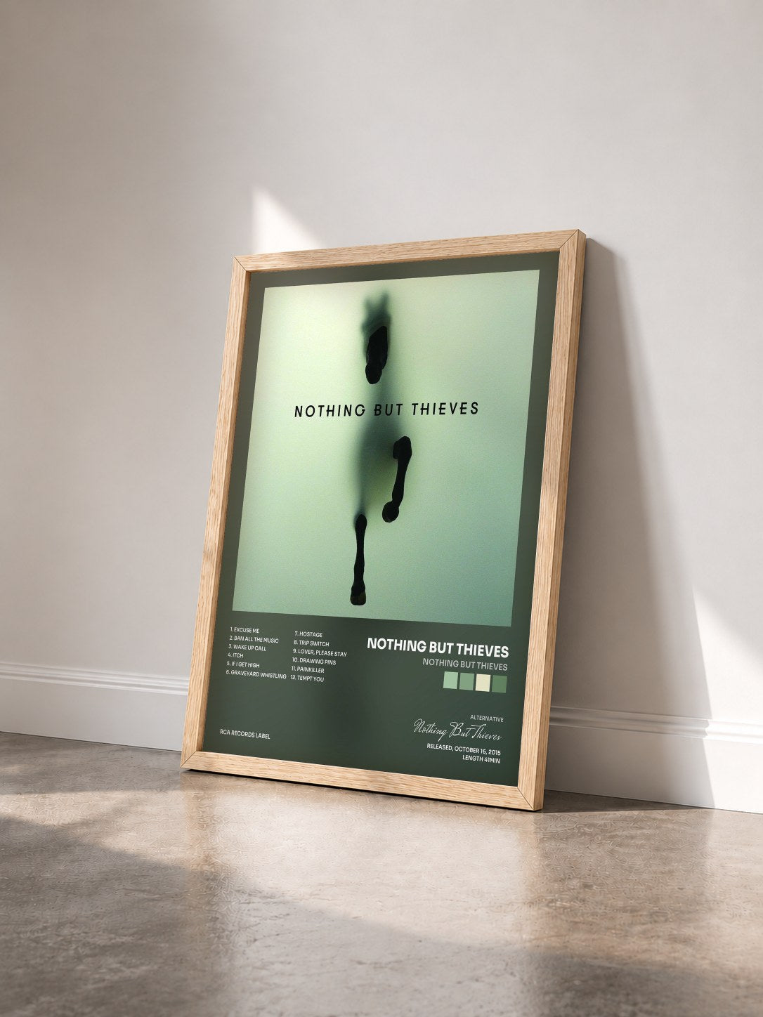 #bois Tableau de l'album Nothing But Thieves de Nothing But Thieves vu de trois quarts, cadre en bois brut