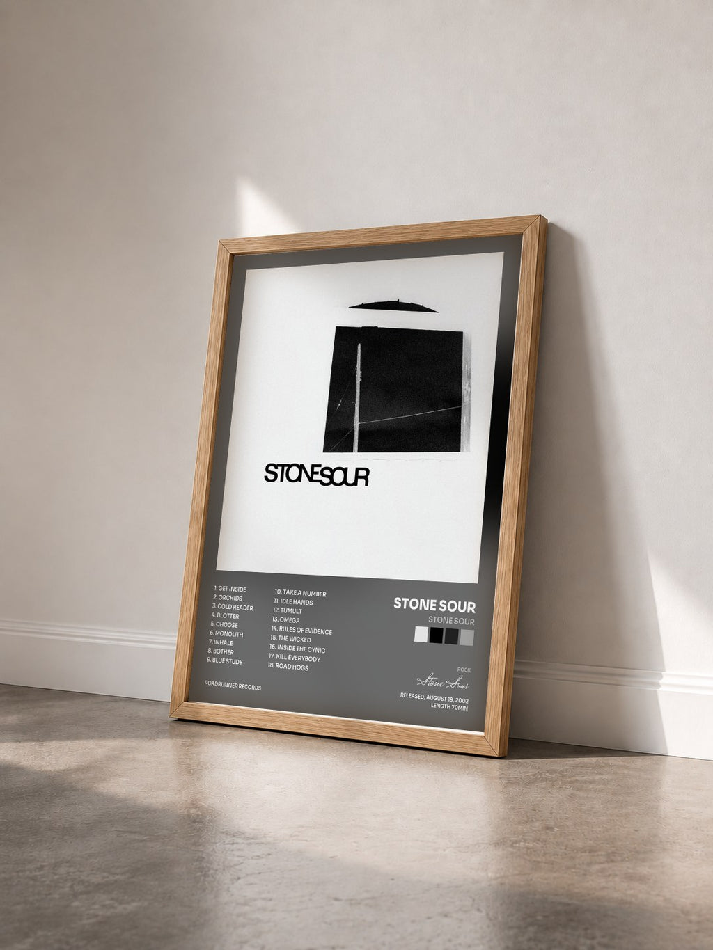 #bois Tableau de l'album Stone Sour de Stone Sour vu de trois quarts, cadre en bois brut