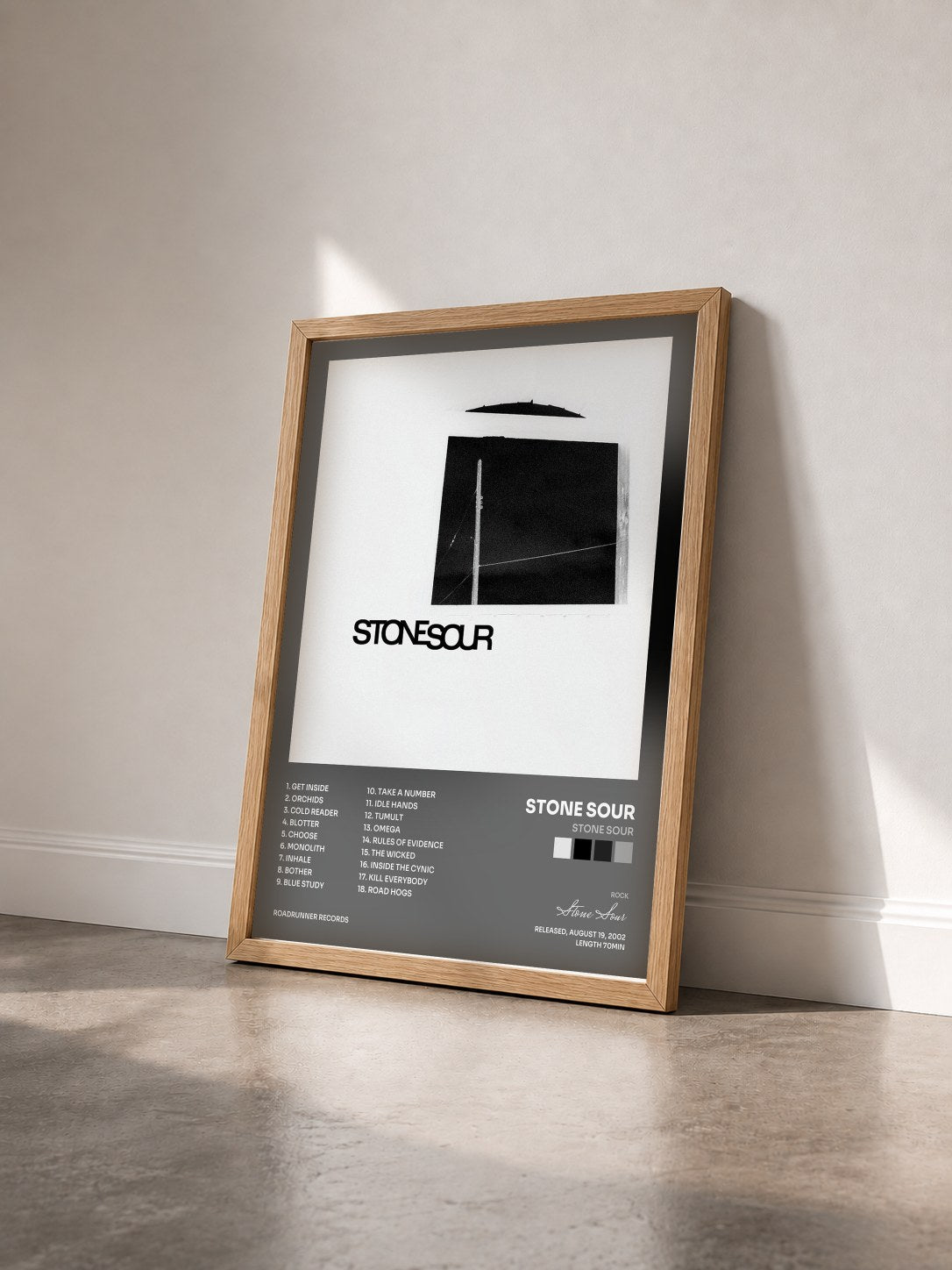 #bois Tableau de l'album Stone Sour de Stone Sour vu de trois quarts, cadre en bois brut