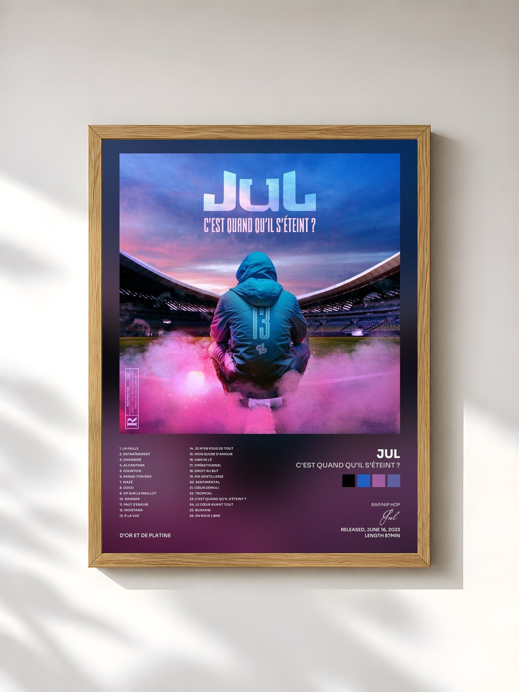 #bois Tableau de l'album C'est quand qu'il s'éteint ? de Jul, cadre en bois brut, imprimé et encadré en France
