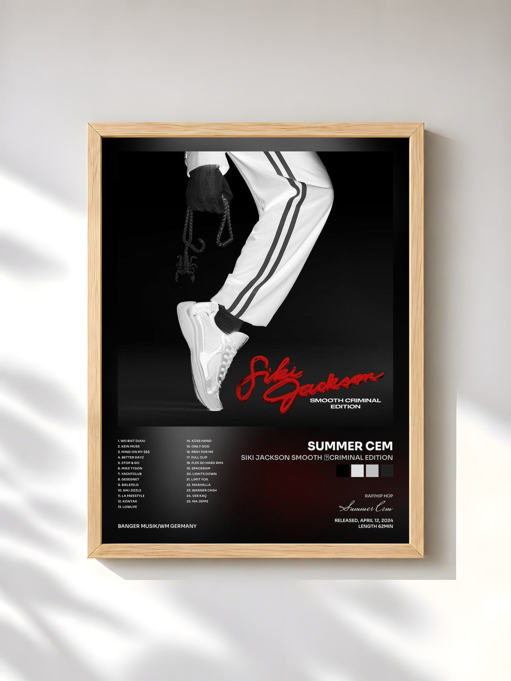 #bois Tableau de l'album SIKI JACKSON SMOOTH CRIMINAL EDITION de Summer Cem, cadre en bois brut, imprimé et encadré en France