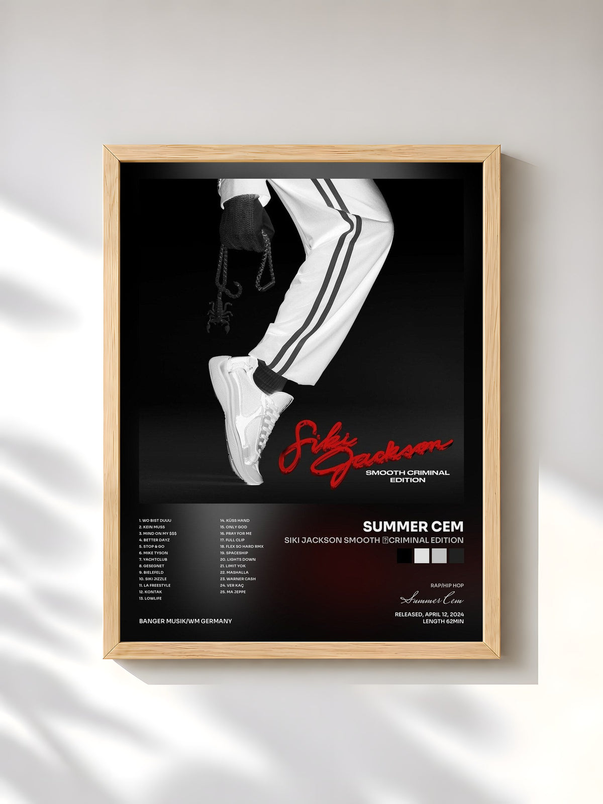 #bois Tableau de l'album SIKI JACKSON SMOOTH CRIMINAL EDITION de Summer Cem, cadre en bois brut, imprimé et encadré en France