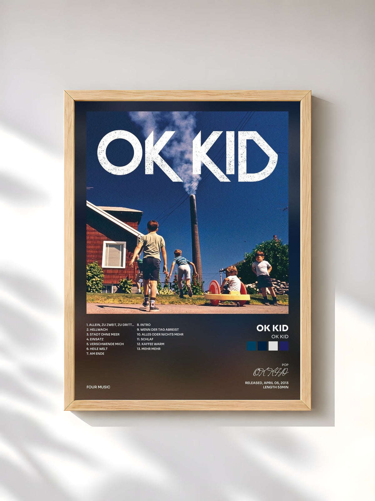 #bois Tableau de l'album OK KID de OK KID, cadre en bois brut, imprimé et encadré en France