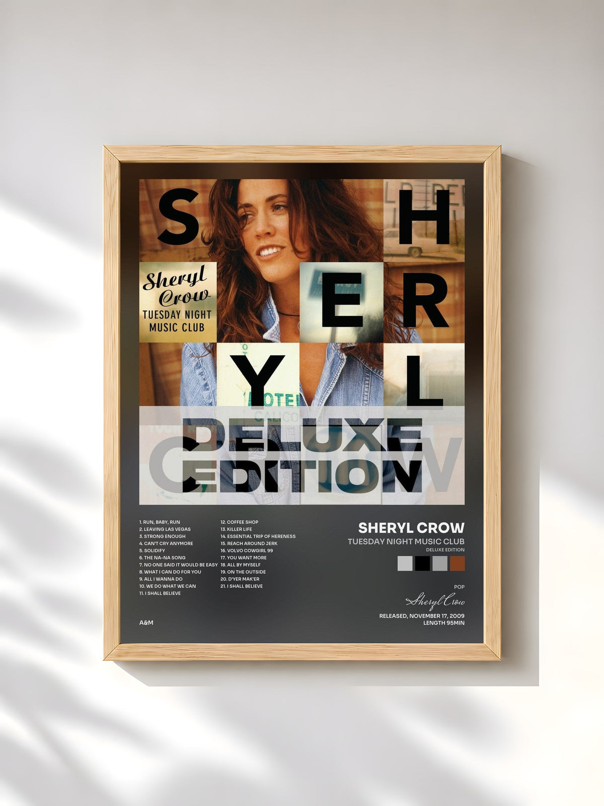 #bois Tableau de l'album Tuesday Night Music Club (Deluxe Edition) de Sheryl Crow, cadre en bois brut, imprimé et encadré en France