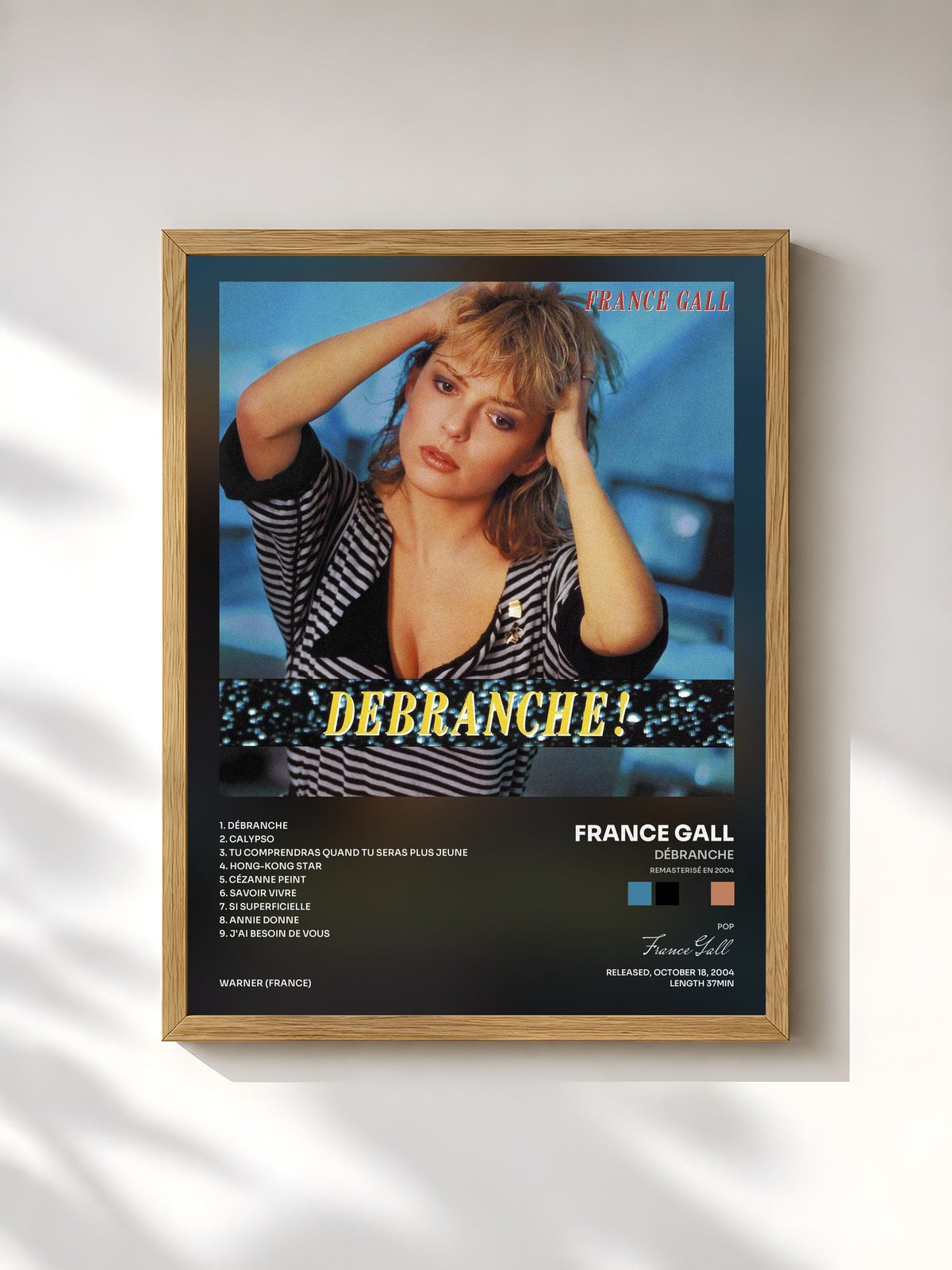#bois Tableau de l'album Débranche (Remasterisé en 2004) de France Gall, cadre en bois brut, imprimé et encadré en France