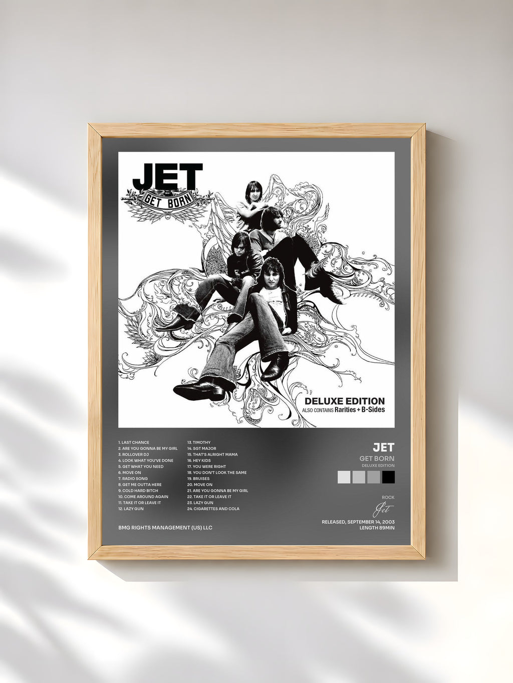 #bois Tableau de l'album Get Born (Deluxe Edition) de Jet, cadre en bois brut, imprimé et encadré en France
