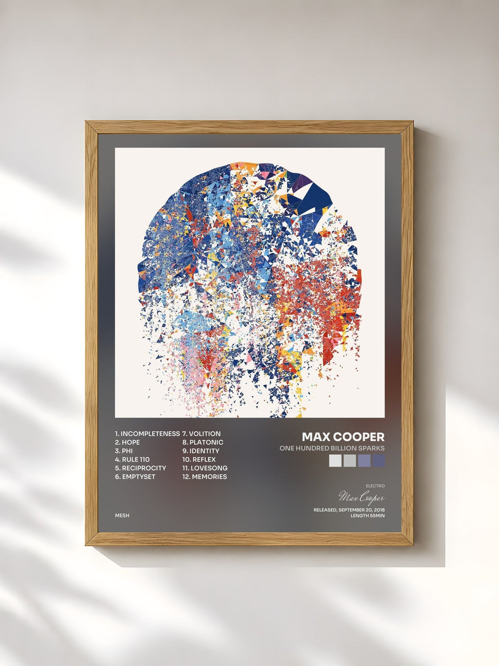 #bois Tableau de l'album One Hundred Billion Sparks de Max Cooper, cadre en bois brut, imprimé et encadré en France