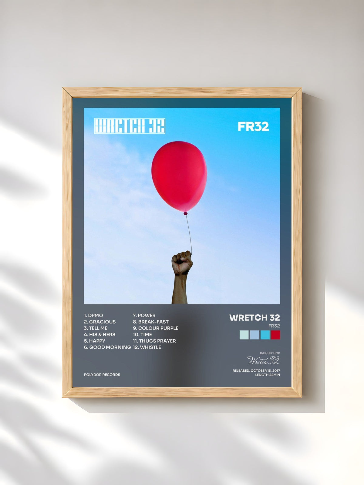 #bois Tableau de l'album FR32 de Wretch 32, cadre en bois brut, imprimé et encadré en France