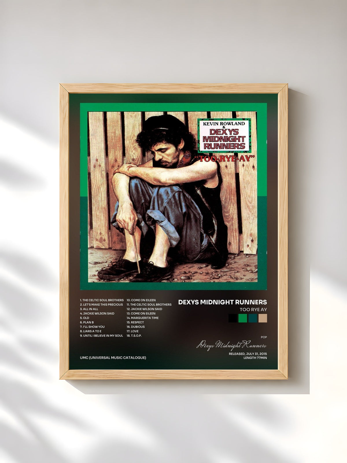 #bois Tableau de l'album Too Rye Ay de Dexys Midnight Runners, cadre en bois brut, imprimé et encadré en France