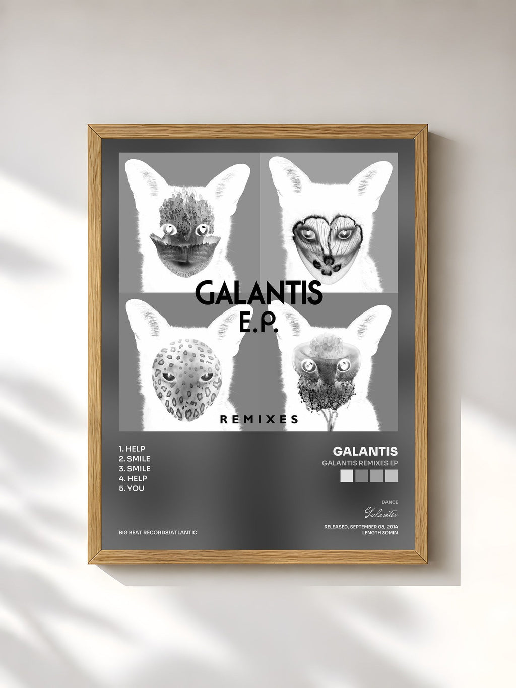 #bois Tableau de l'album Galantis Remixes EP de Galantis, cadre en bois brut, imprimé et encadré en France