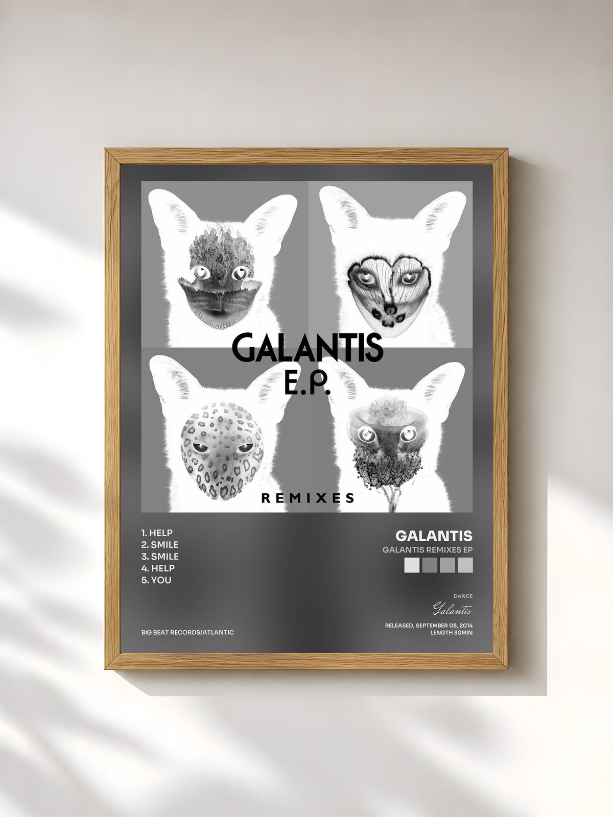 #bois Tableau de l'album Galantis Remixes EP de Galantis, cadre en bois brut, imprimé et encadré en France