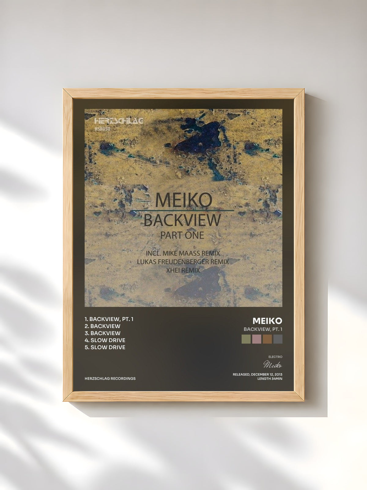 #bois Tableau de l'album Backview, Pt. 1 de Meiko, cadre en bois brut, imprimé et encadré en France