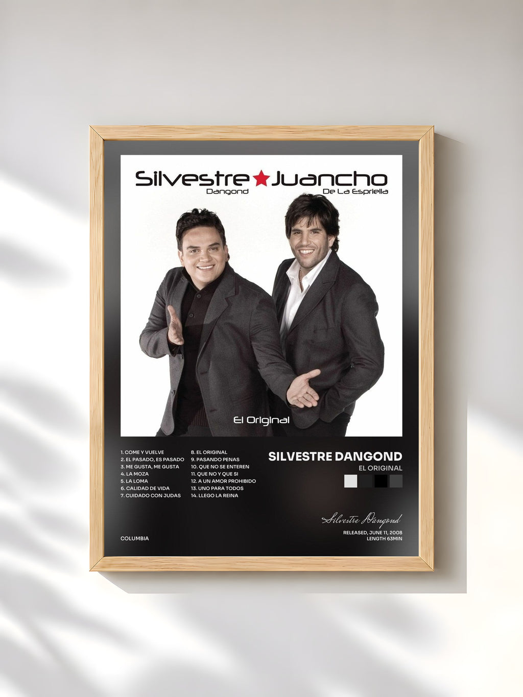 #bois Tableau de l'album El Original de Silvestre Dangond, cadre en bois brut, imprimé et encadré en France