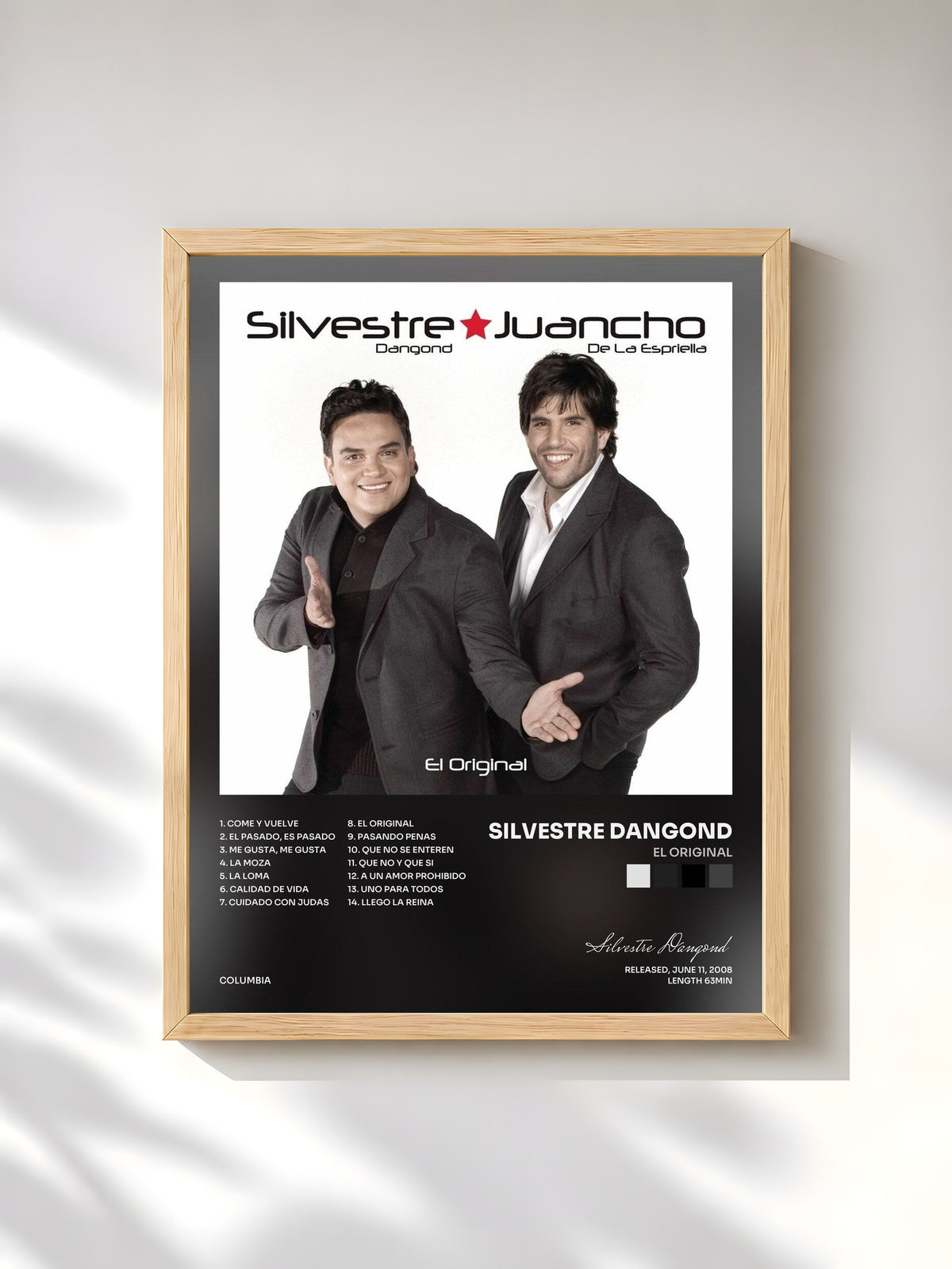 #bois Tableau de l'album El Original de Silvestre Dangond, cadre en bois brut, imprimé et encadré en France