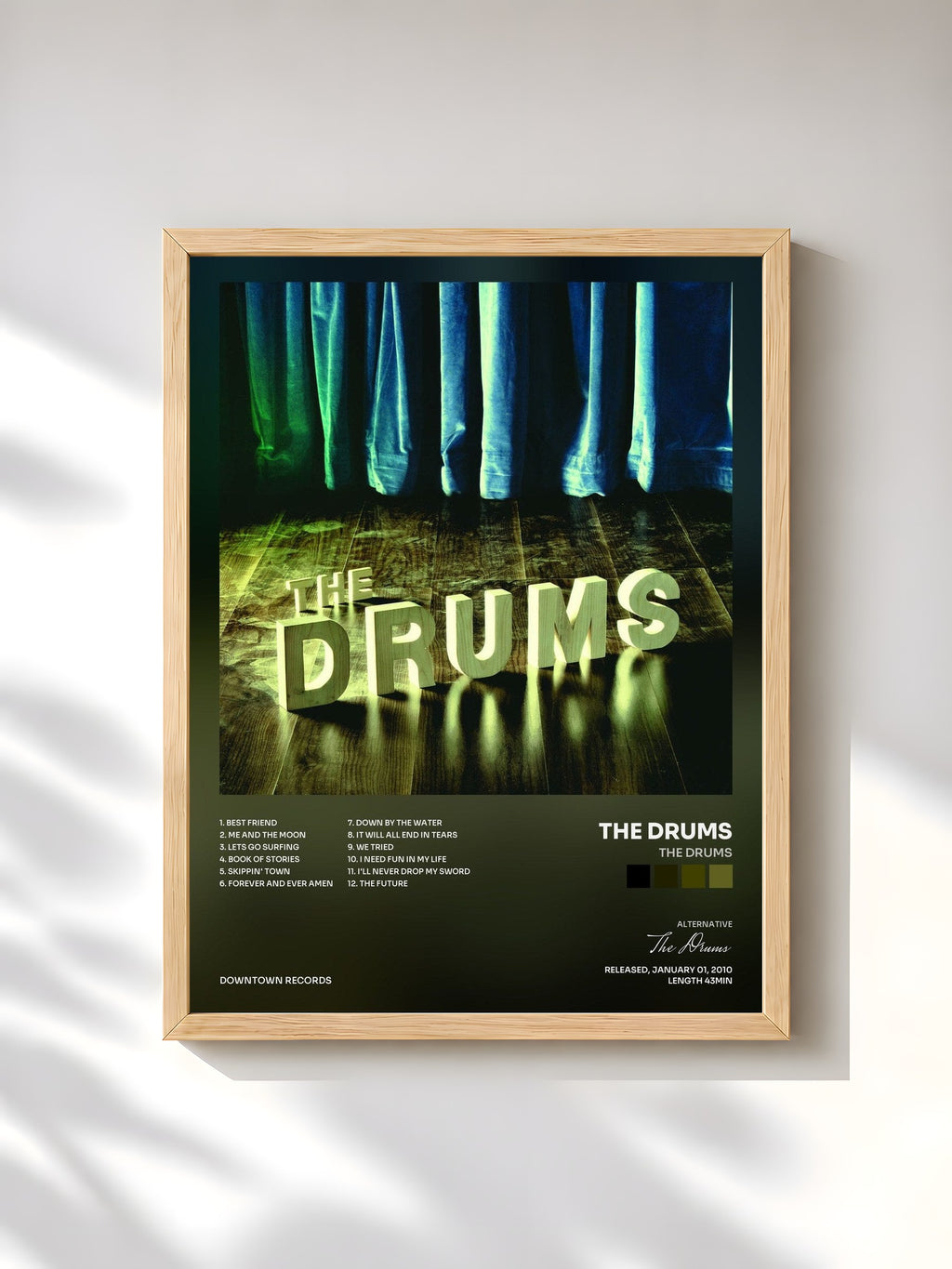 #bois Tableau de l'album The Drums de The Drums, cadre en bois brut, imprimé et encadré en France