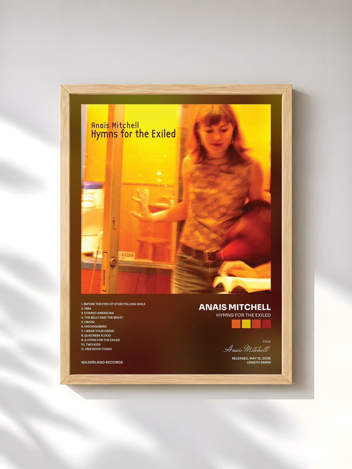 #bois Tableau de l'album Hymns for the Exiled de Anais Mitchell, cadre en bois brut, imprimé et encadré en France