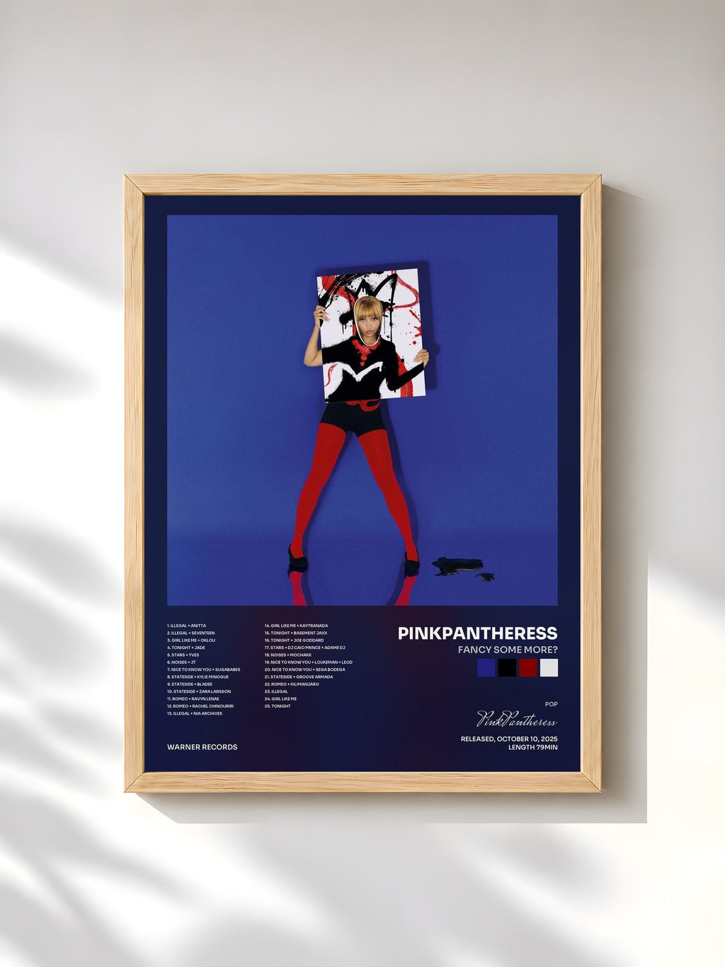 #bois Tableau de l'album Fancy Some More? de PinkPantheress, cadre en bois brut, imprimé et encadré en France