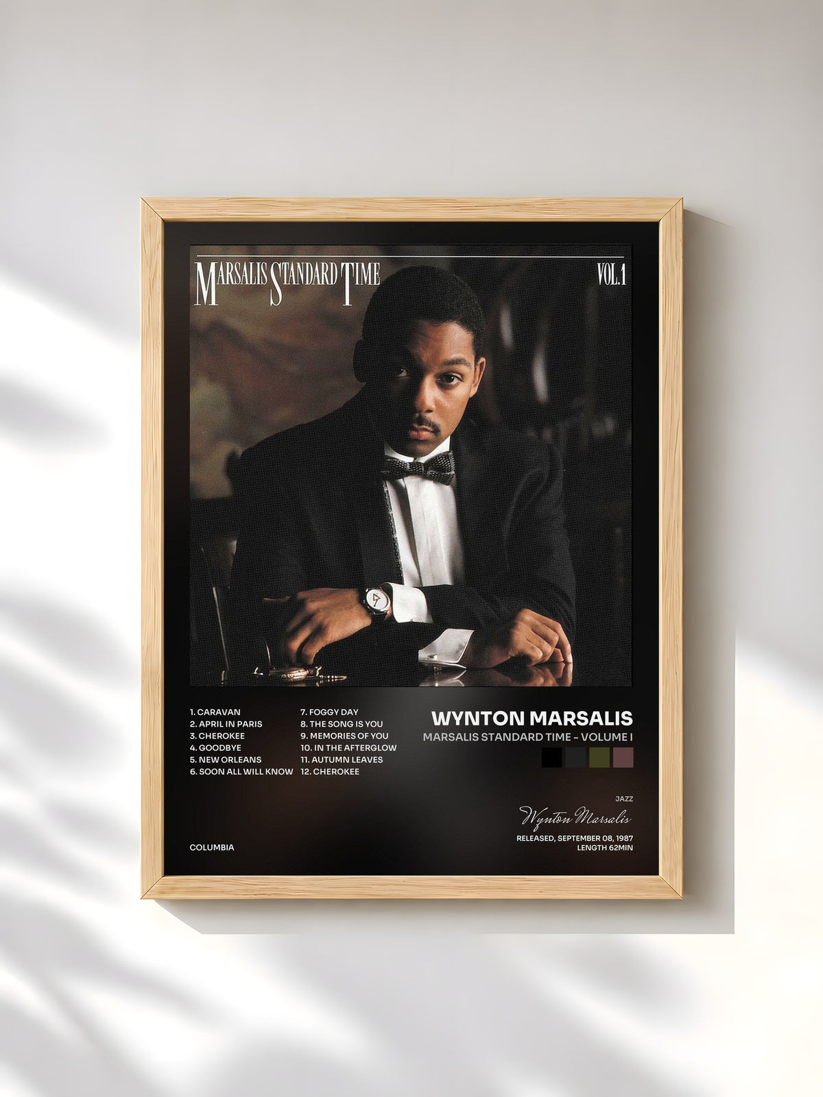 #bois Tableau de l'album Marsalis Standard Time - Volume I de Wynton Marsalis, cadre en bois brut, imprimé et encadré en France