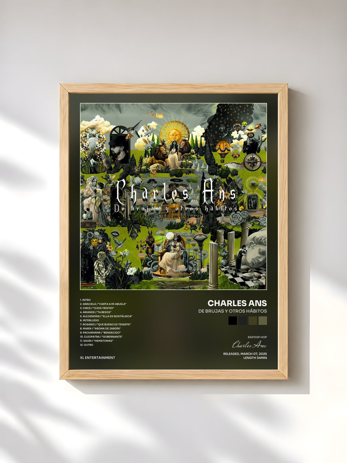 #bois Tableau de l'album De Brujas y Otros Hábitos de Charles Ans, cadre en bois brut, imprimé et encadré en France