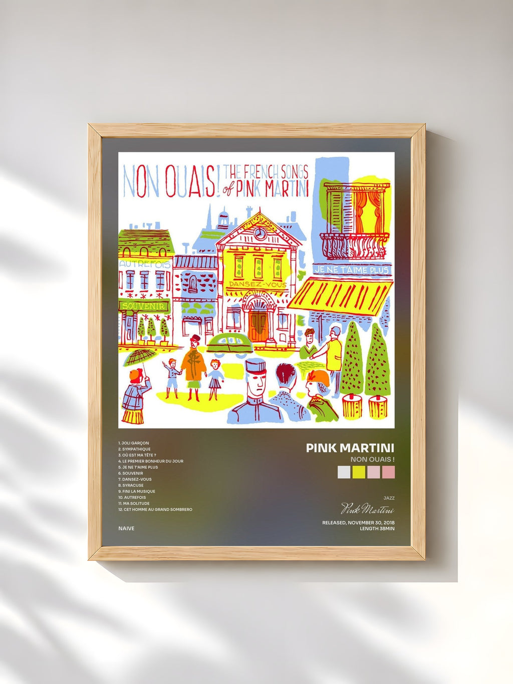 #bois Tableau de l'album Non ouais ! de Pink Martini, cadre en bois brut, imprimé et encadré en France
