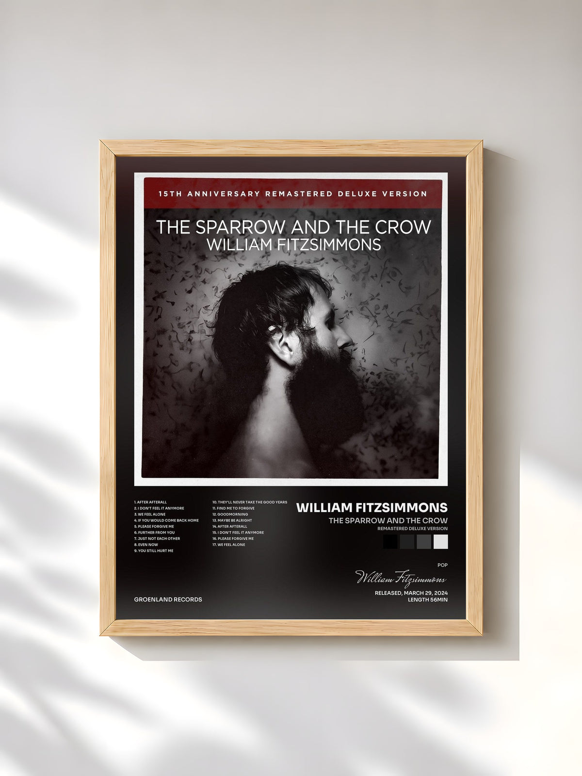 #bois Tableau de l'album The Sparrow and the Crow (Remastered Deluxe Version) de William Fitzsimmons, cadre en bois brut, imprimé et encadré en France
