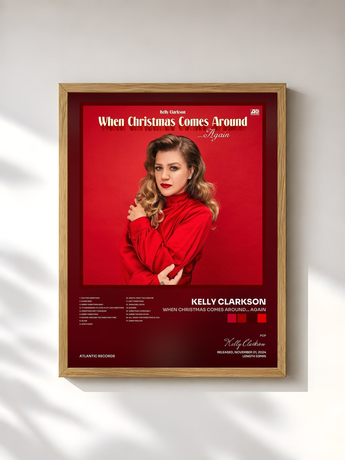 #bois Tableau de l'album When Christmas Comes Around… Again de Kelly Clarkson, cadre en bois brut, imprimé et encadré en France