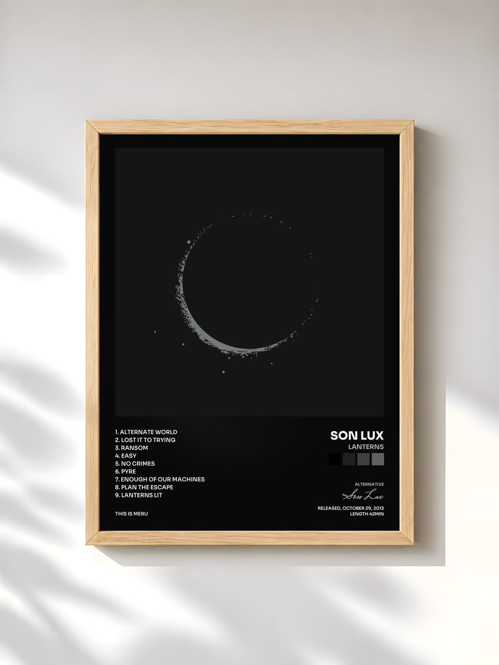#bois Tableau de l'album Lanterns de Son Lux, cadre en bois brut, imprimé et encadré en France