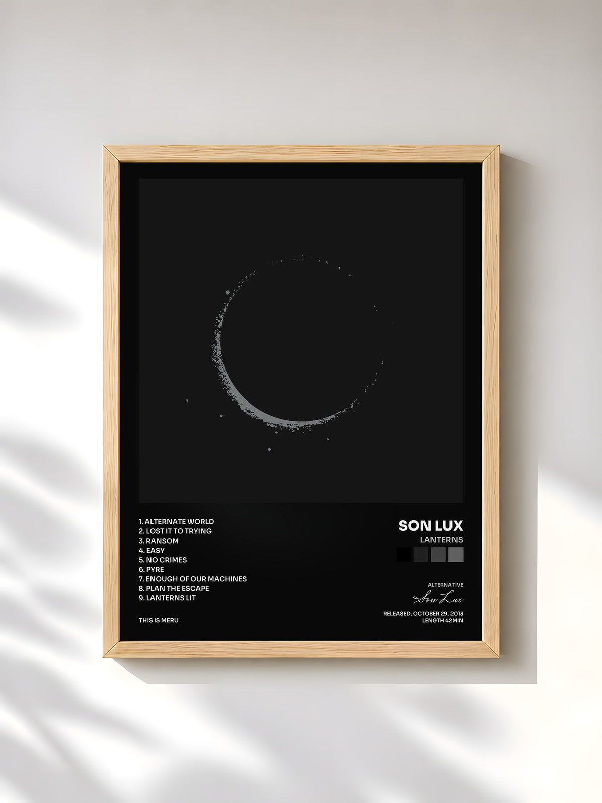 #bois Tableau de l'album Lanterns de Son Lux, cadre en bois brut, imprimé et encadré en France