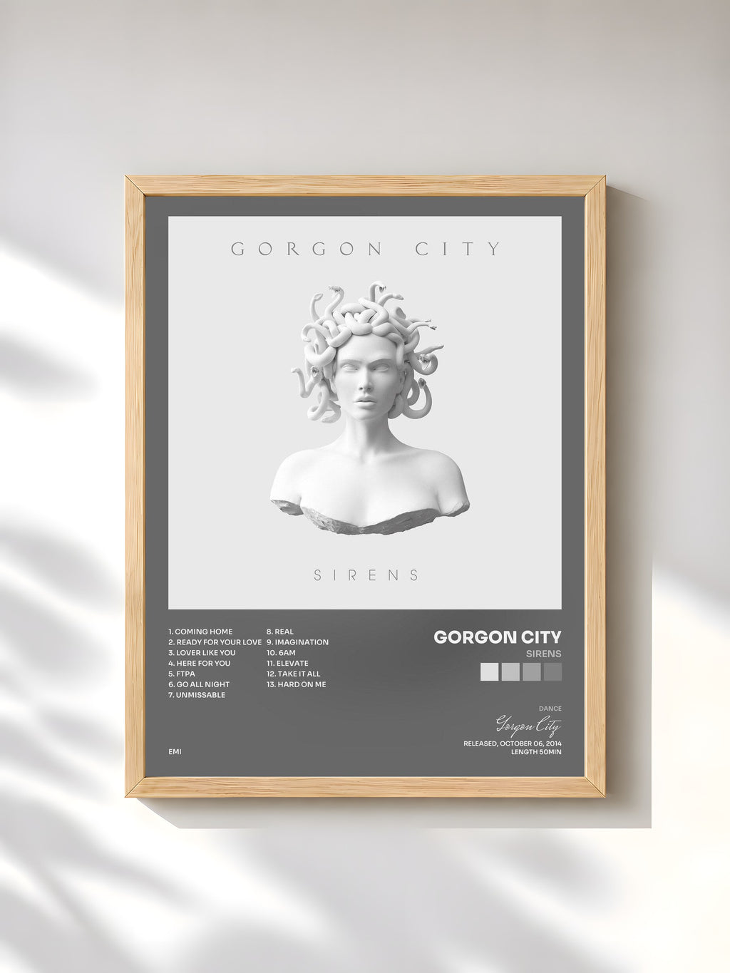 #bois Tableau de l'album Sirens de Gorgon City, cadre en bois brut, imprimé et encadré en France