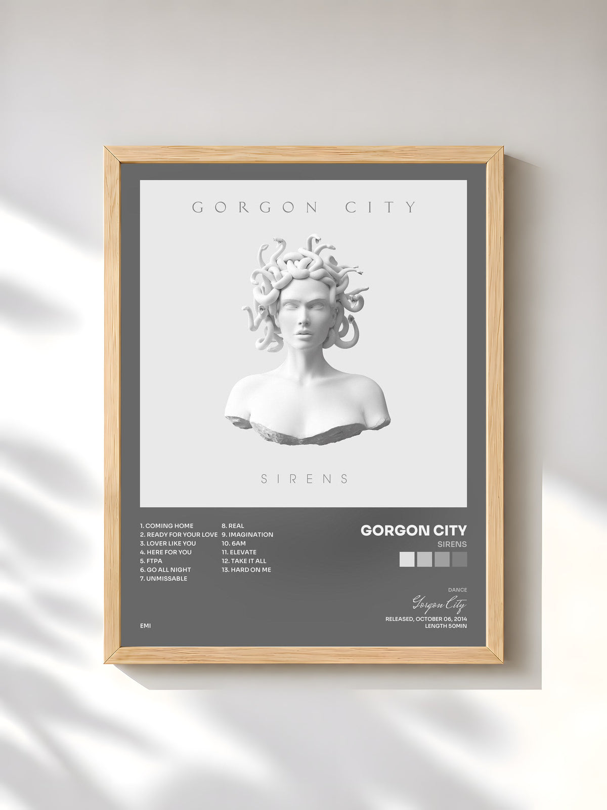 #bois Tableau de l'album Sirens de Gorgon City, cadre en bois brut, imprimé et encadré en France