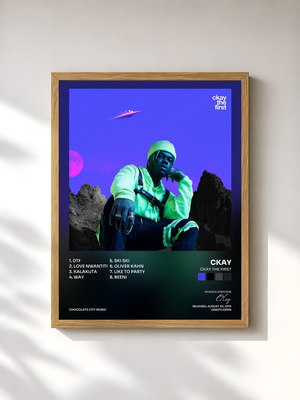 #bois Tableau de l'album CKay The First de CKay, cadre en bois brut, imprimé et encadré en France