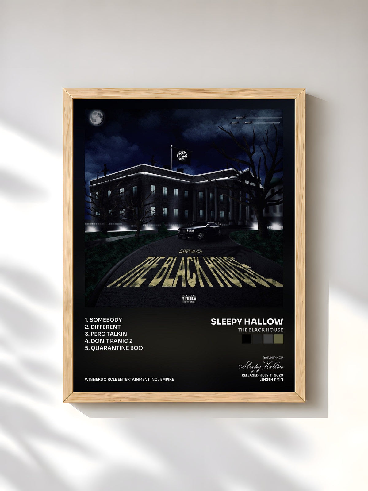 #bois Tableau de l'album The Black House de Sleepy Hallow, cadre en bois brut, imprimé et encadré en France