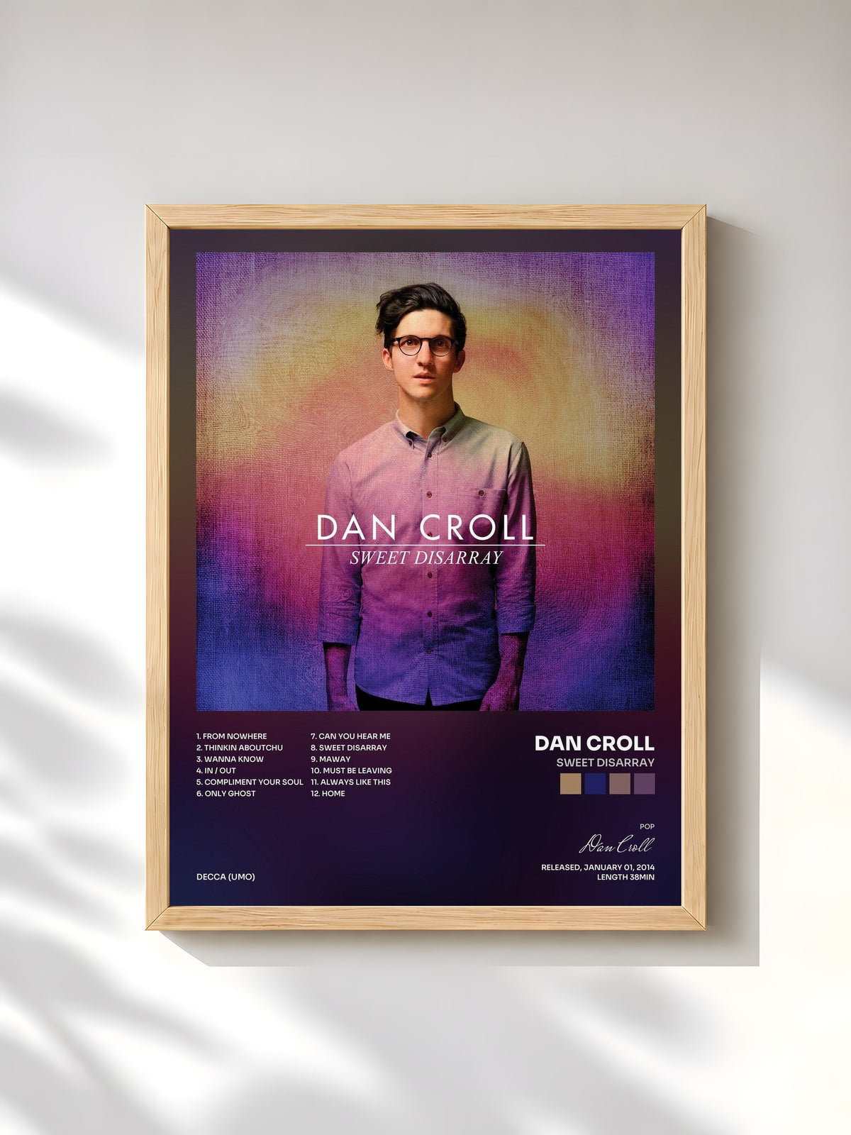 #bois Tableau de l'album Sweet Disarray de Dan Croll, cadre en bois brut, imprimé et encadré en France