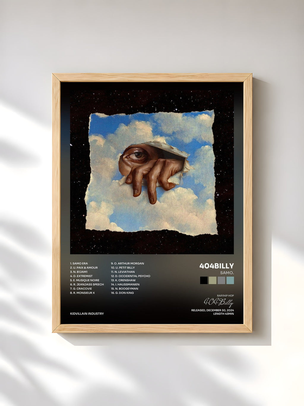 #bois Tableau de l'album SAMO. de 404Billy, cadre en bois brut, imprimé et encadré en France