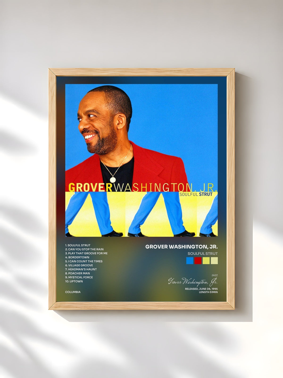 #bois Tableau de l'album Soulful Strut de Grover Washington, Jr., cadre en bois brut, imprimé et encadré en France