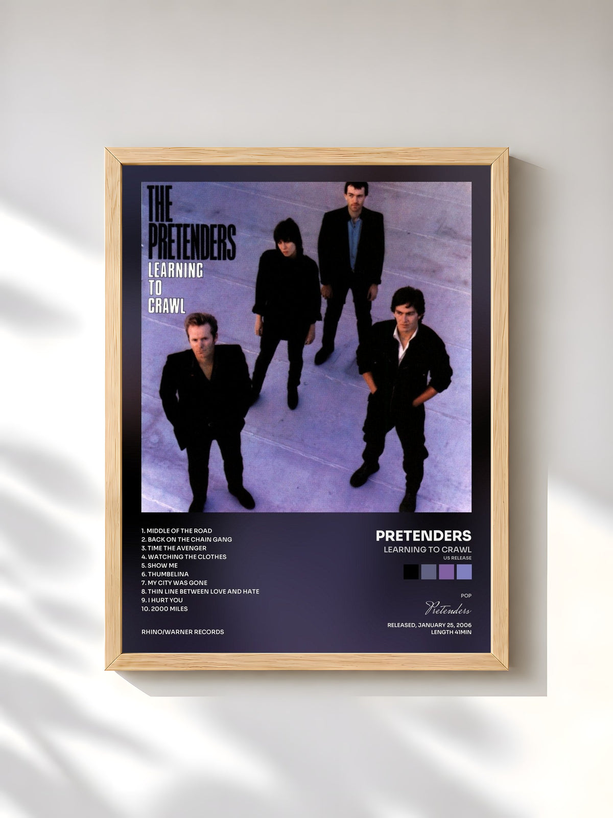 #bois Tableau de l'album Learning to Crawl (US Release) de Pretenders, cadre en bois brut, imprimé et encadré en France