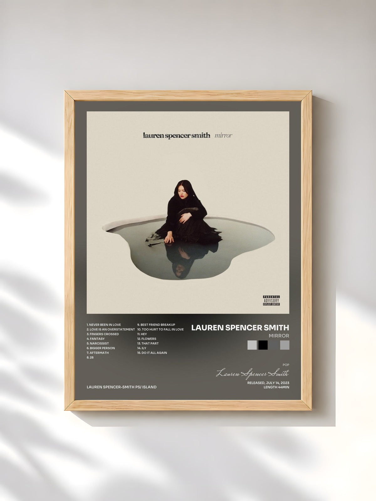 #bois Tableau de l'album Mirror de Lauren Spencer Smith, cadre en bois brut, imprimé et encadré en France