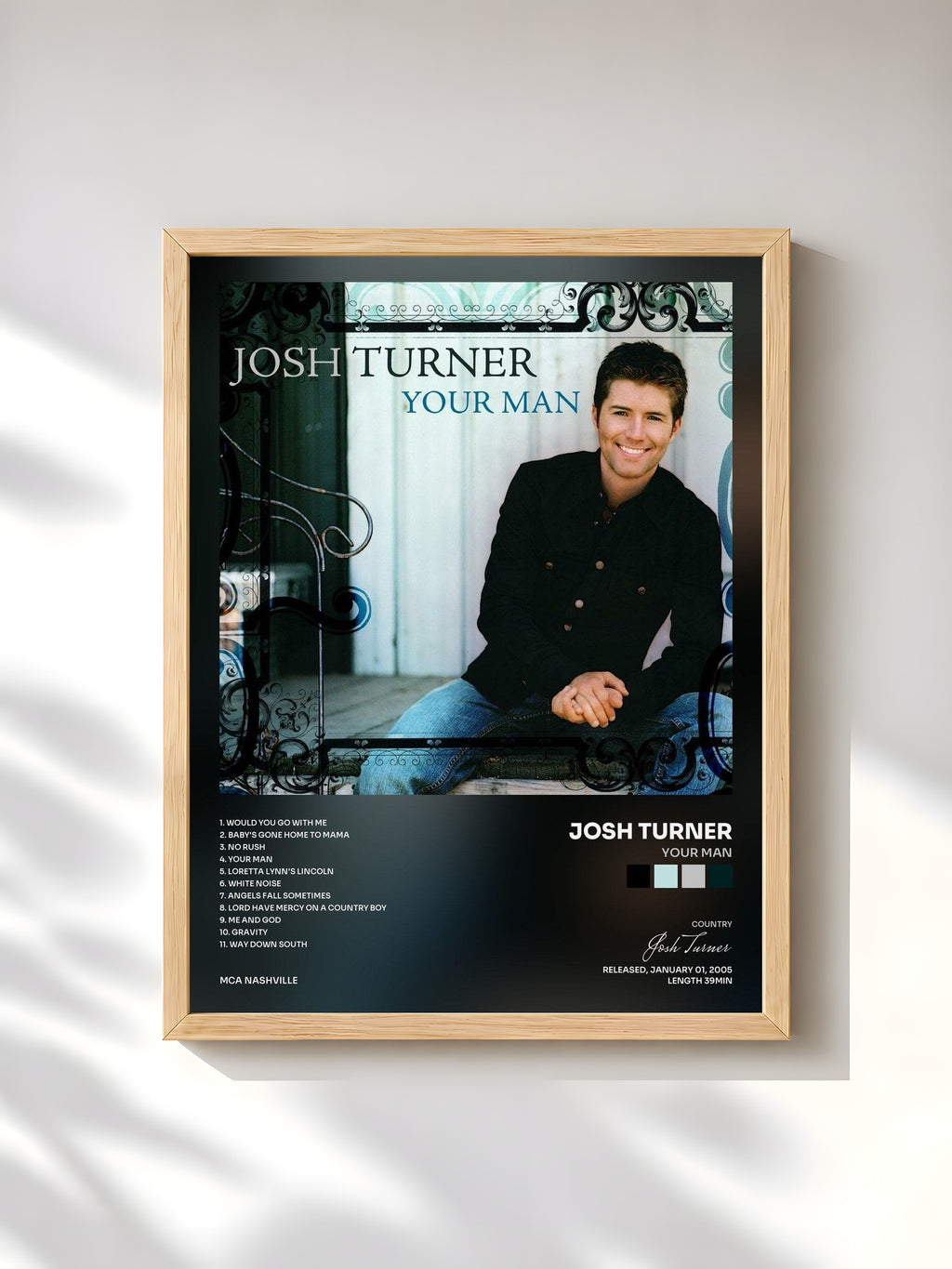 #bois Tableau de l'album Your Man de Josh Turner, cadre en bois brut, imprimé et encadré en France