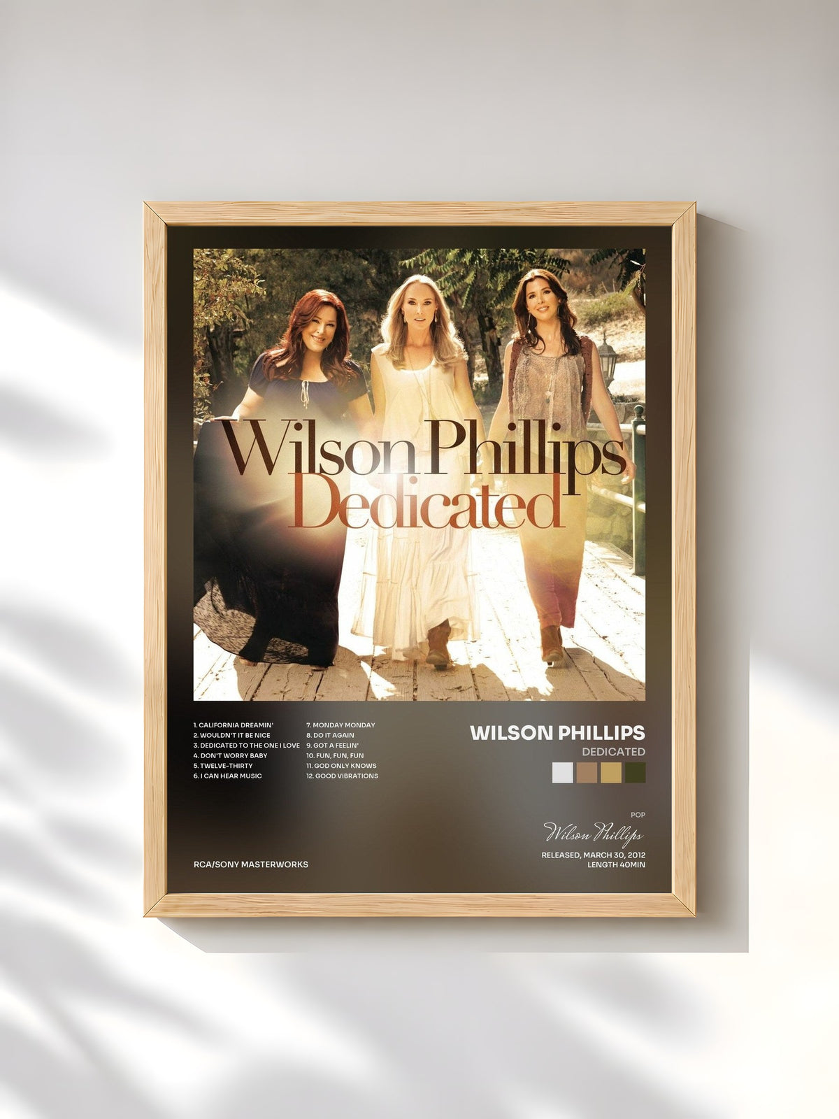 #bois Tableau de l'album Dedicated de Wilson Phillips, cadre en bois brut, imprimé et encadré en France