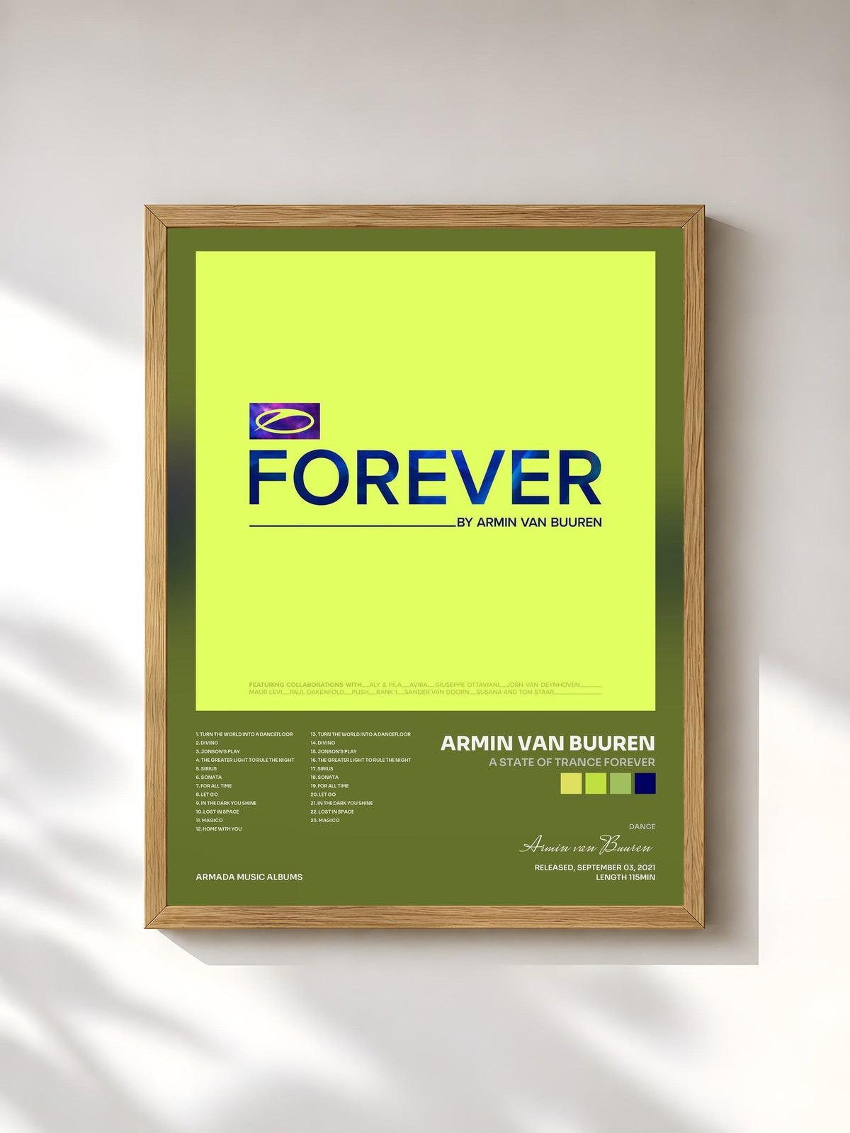 #bois Tableau de l'album A State Of Trance FOREVER de Armin van Buuren, cadre en bois brut, imprimé et encadré en France