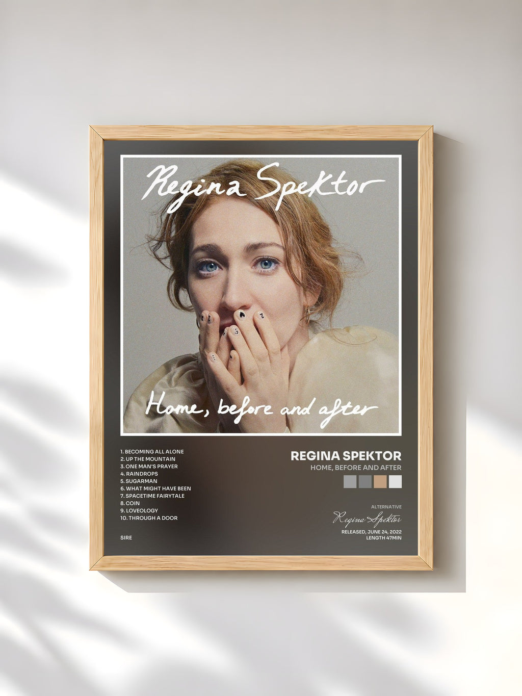 #bois Tableau de l'album Home, before and after de Regina Spektor, cadre en bois brut, imprimé et encadré en France