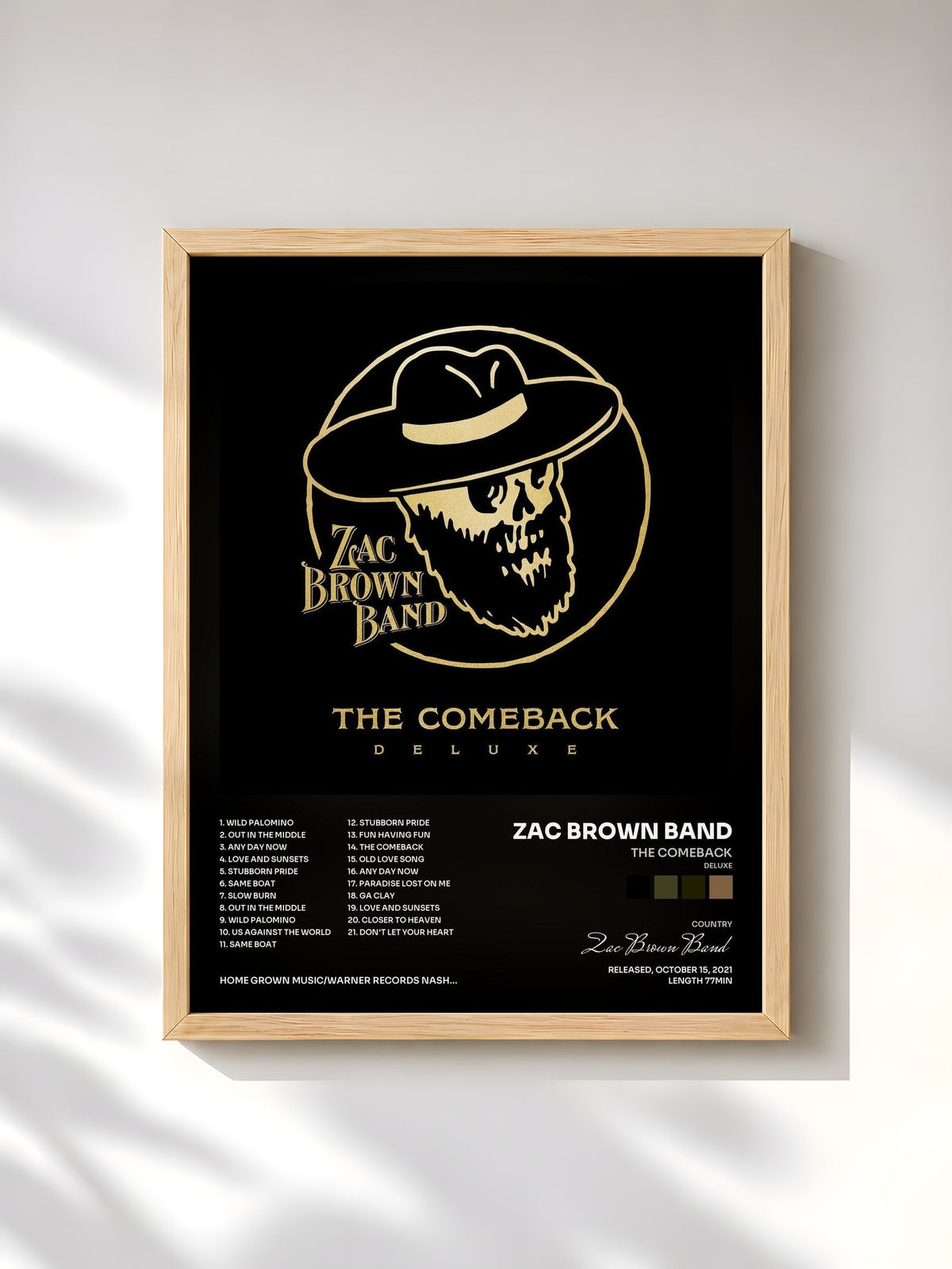 #bois Tableau de l'album The Comeback (Deluxe) de Zac Brown Band, cadre en bois brut, imprimé et encadré en France