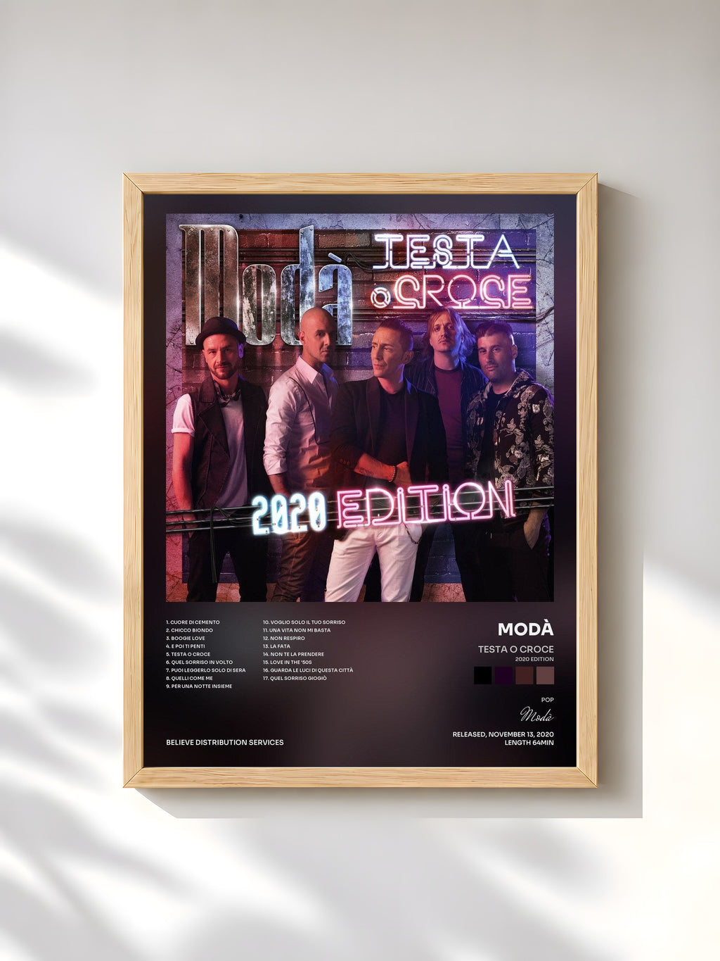#bois Tableau de l'album Testa o croce (2020 Edition) de Modà, cadre en bois brut, imprimé et encadré en France