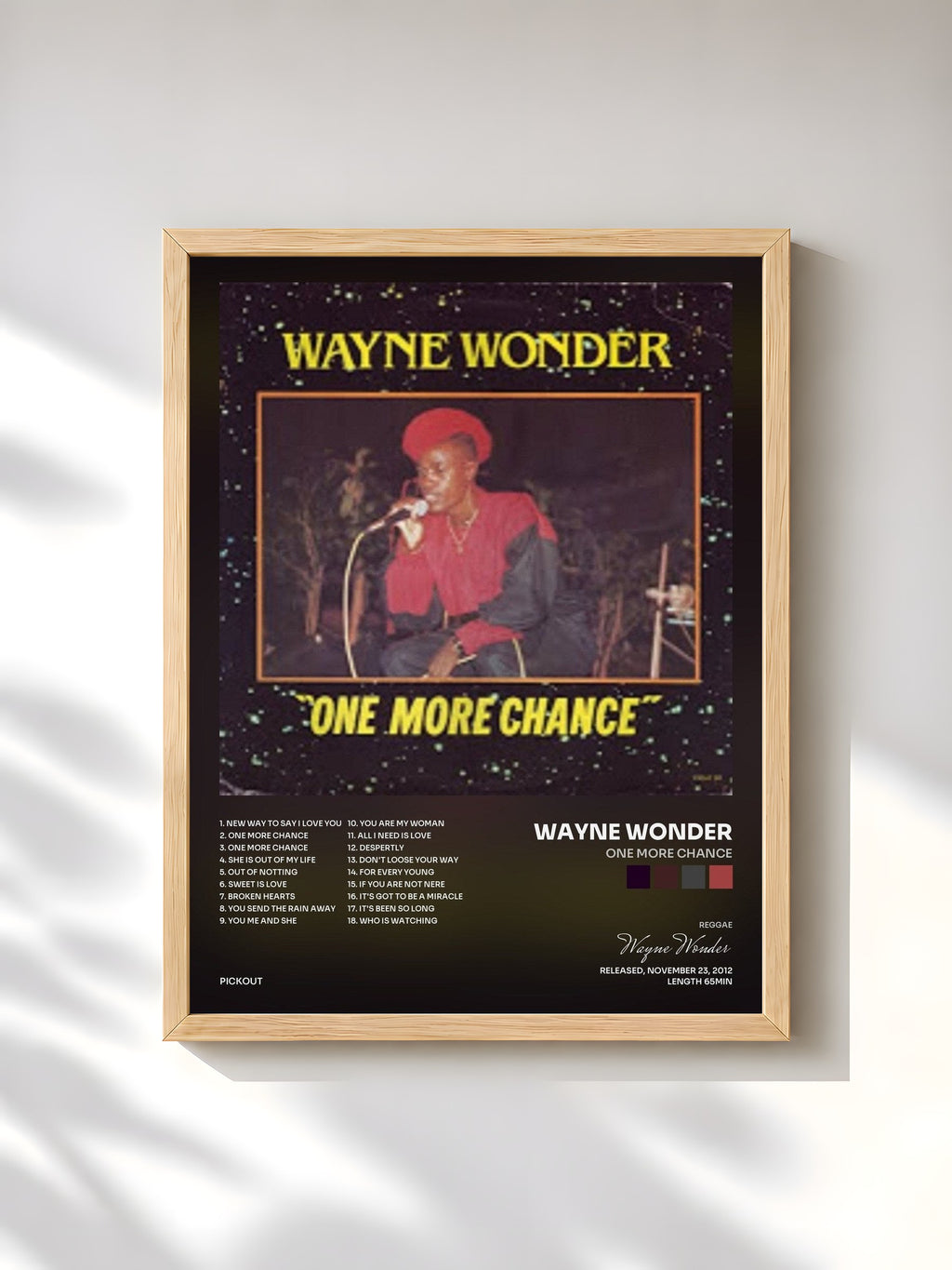 #bois Tableau de l'album One More Chance de Wayne Wonder, cadre en bois brut, imprimé et encadré en France