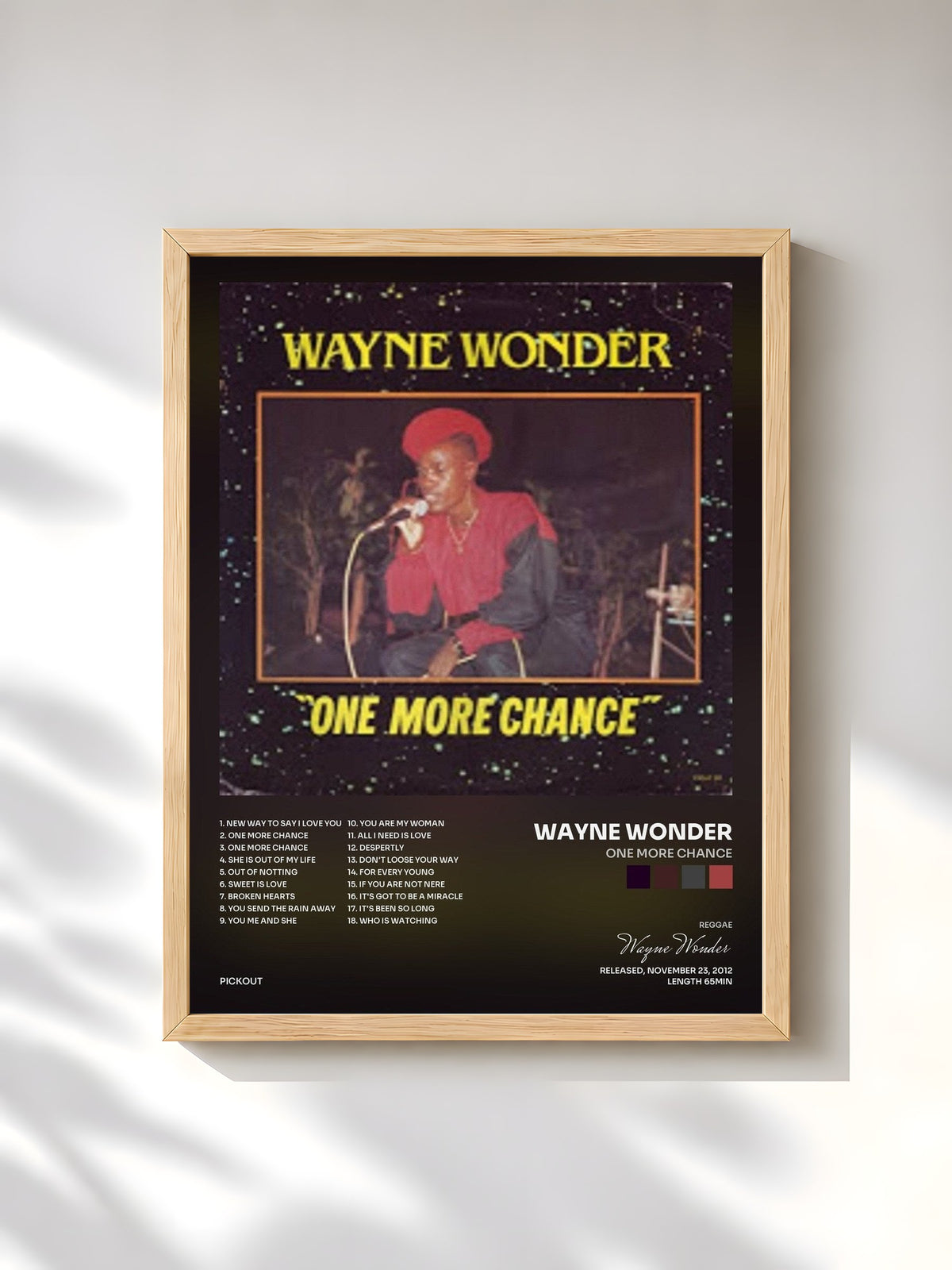 #bois Tableau de l'album One More Chance de Wayne Wonder, cadre en bois brut, imprimé et encadré en France
