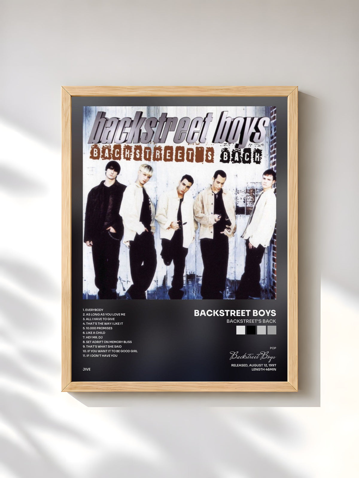 #bois Tableau de l'album Backstreet's Back de Backstreet Boys, cadre en bois brut, imprimé et encadré en France