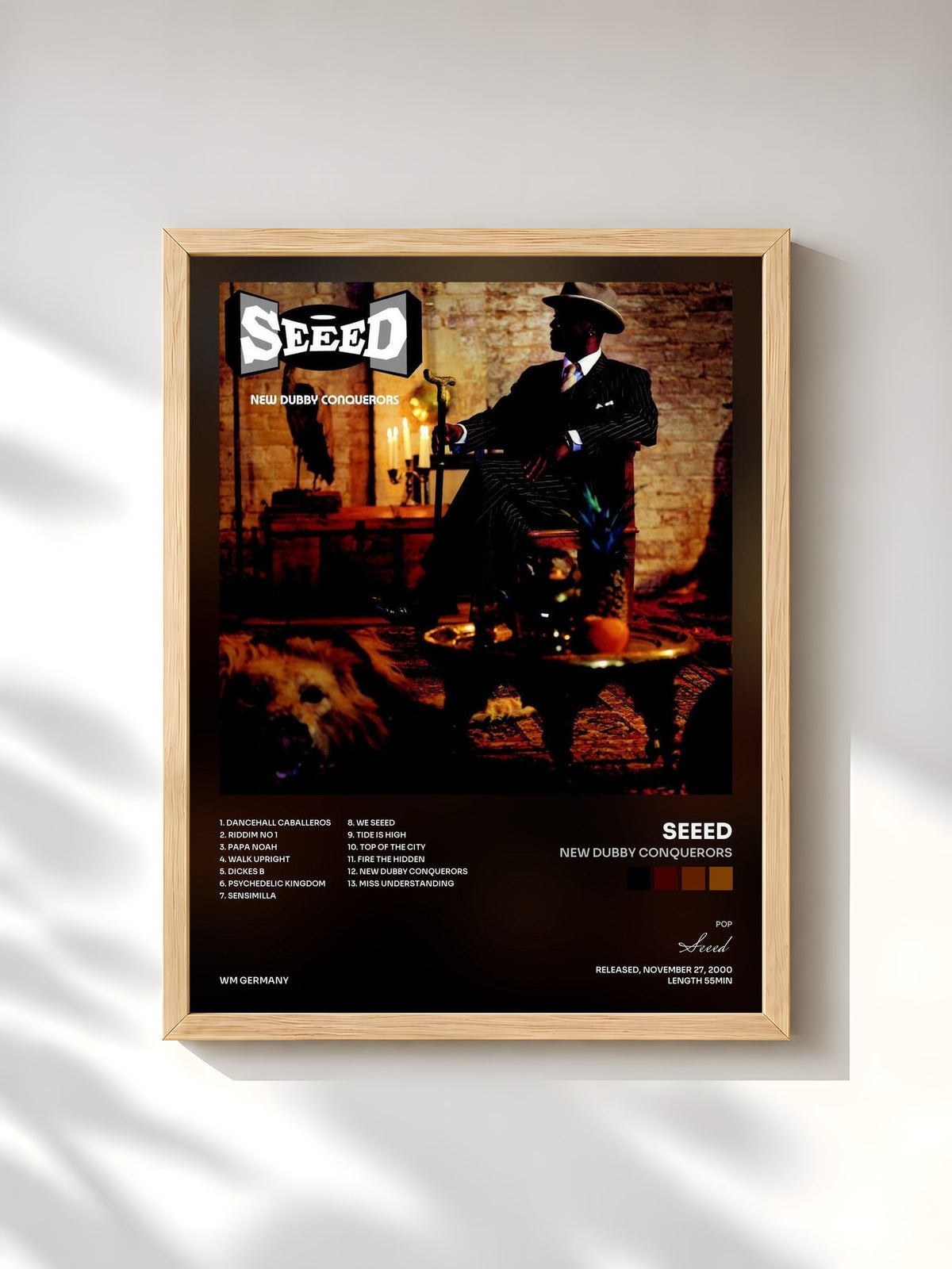 #bois Tableau de l'album New Dubby Conquerors de Seeed, cadre en bois brut, imprimé et encadré en France