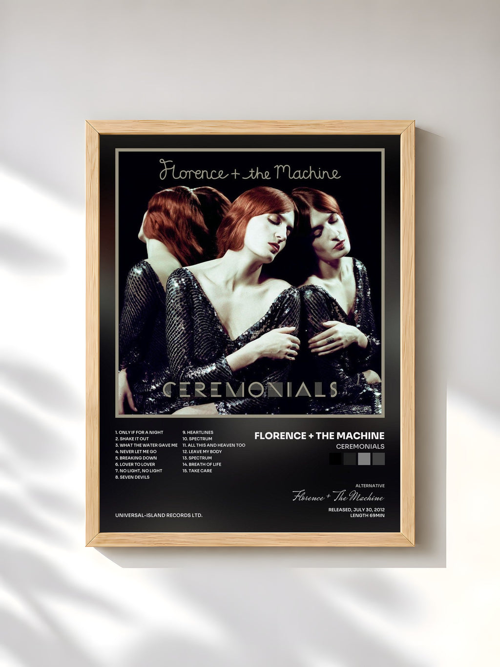 #bois Tableau de l'album Ceremonials de Florence + The Machine, cadre en bois brut, imprimé et encadré en France