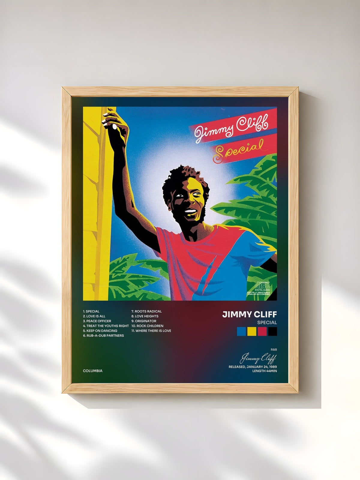 #bois Tableau de l'album Special de Jimmy Cliff, cadre en bois brut, imprimé et encadré en France